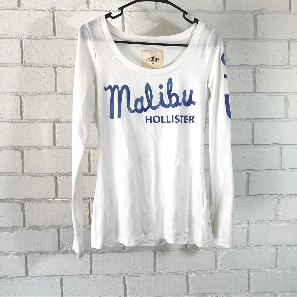 Hollister white and blue long sleeve shirt size medium